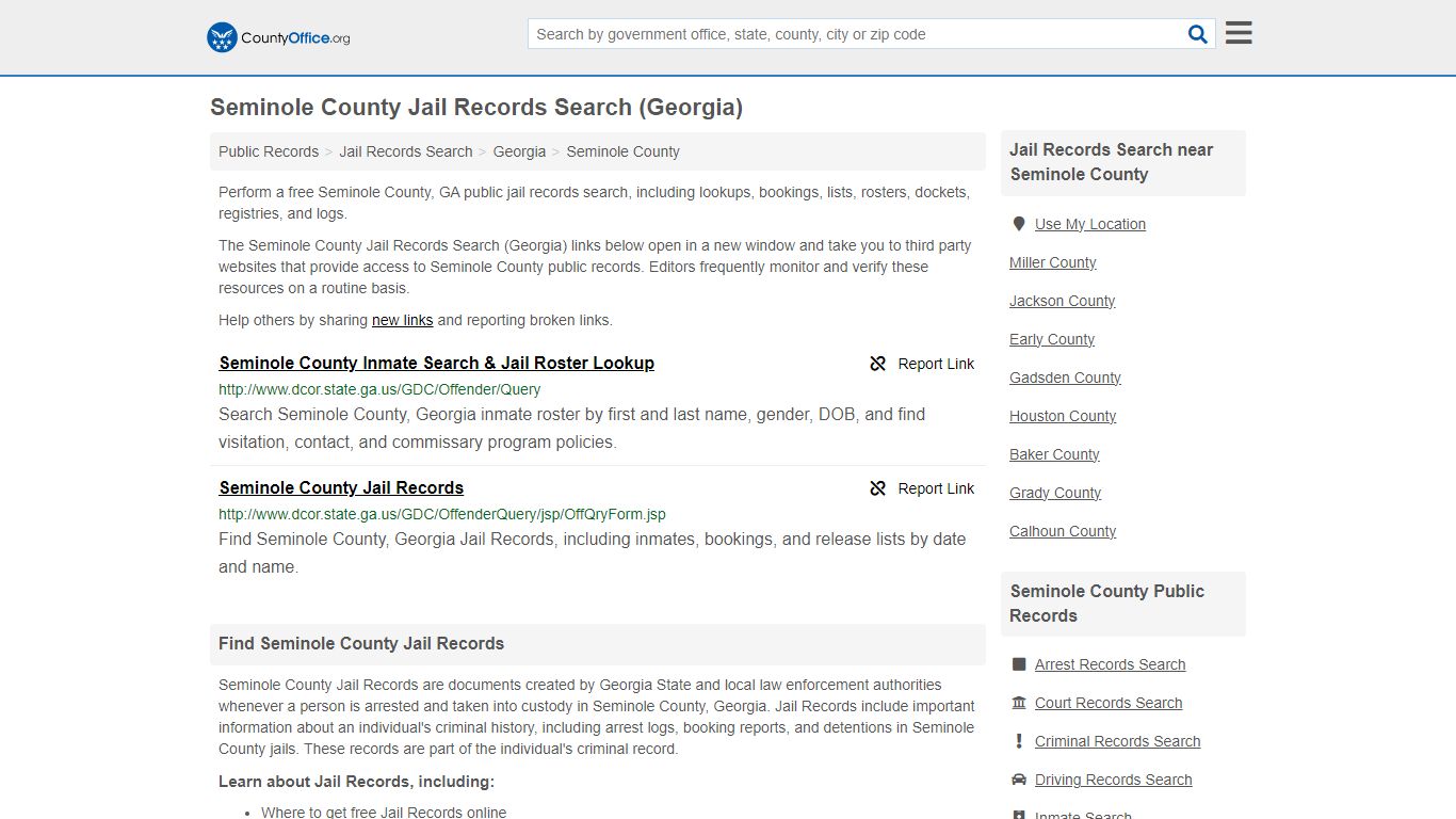 Jail Records Search - Seminole County, GA (Jail Rosters & Records)